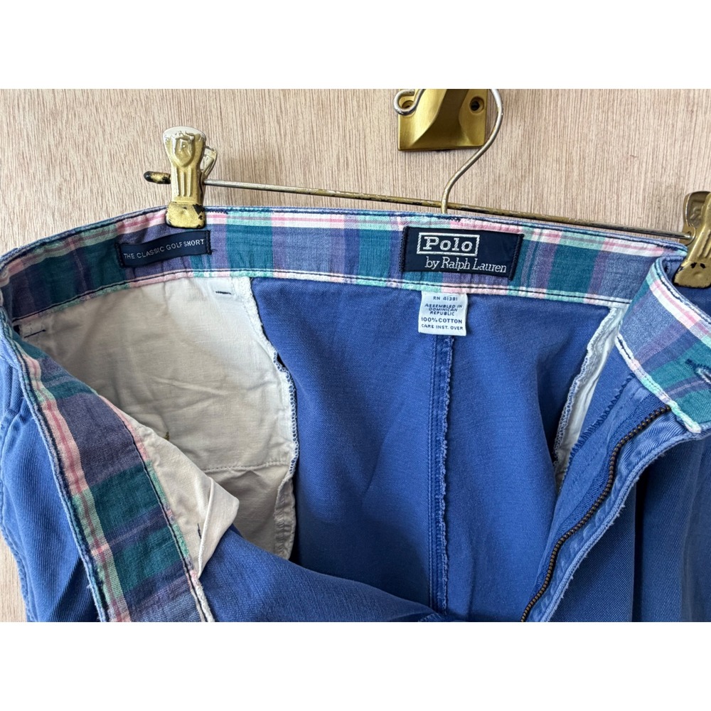 Polo Ralph Lauren Classic Golf Short Blue Pleated Cotton Mens 37 - Picture 5 of 5